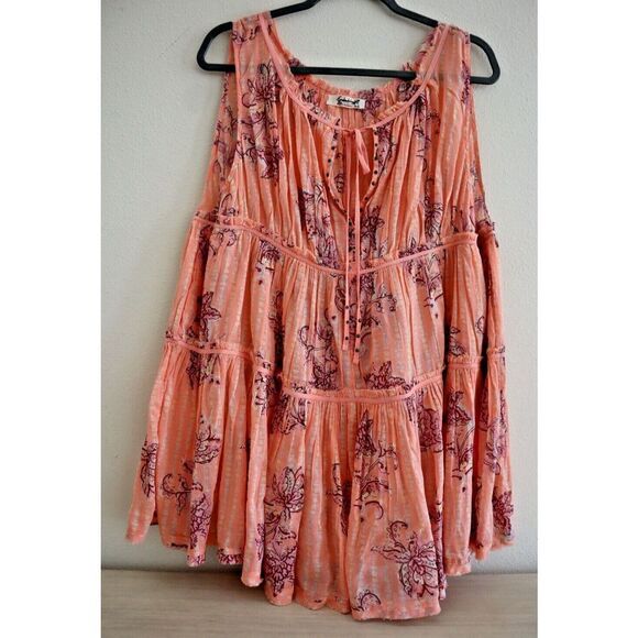 Intimately Free People Women Sz XS Pink Floral Print Tiered Sleeveless Romper - Picture 1 of 7
